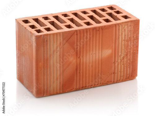 red clay bricks on white background