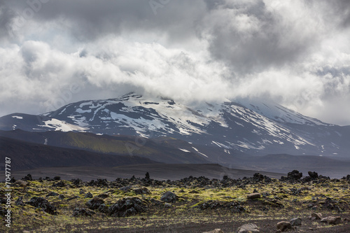 Icelandic volcano with snow and cloudy sky © F.C.G.