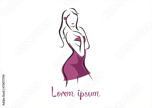 Fashion woman in a red dress logo vector illustration