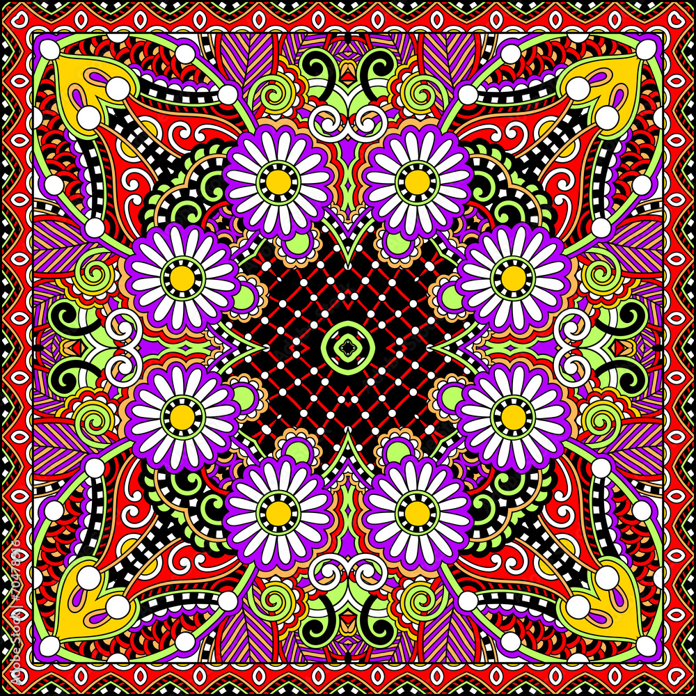 Traditional ornamental floral paisley bandanna Traditional ornamental floral paisley bandanna