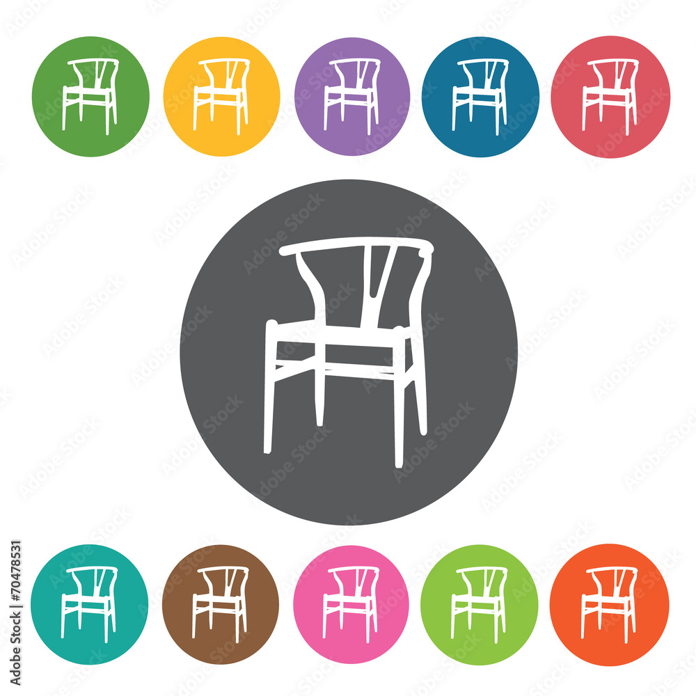 Chair with wide rocker legs icon. Modern chairs icons set. Round