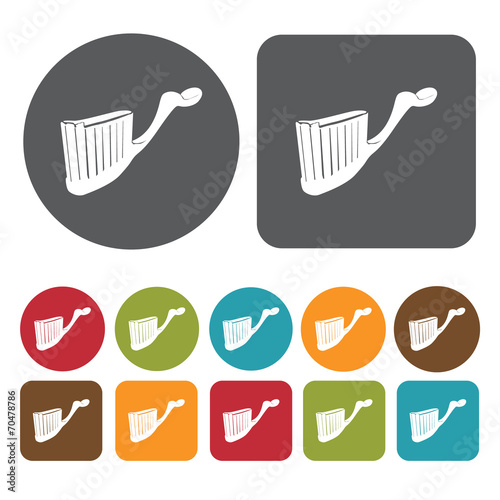 Toothbrush perspective view icon. Toothbrushes icons set. Round