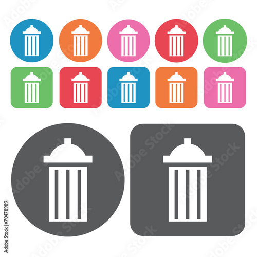 Fire hydrant-shaped trashcan icon. Trash can icons set. Round an