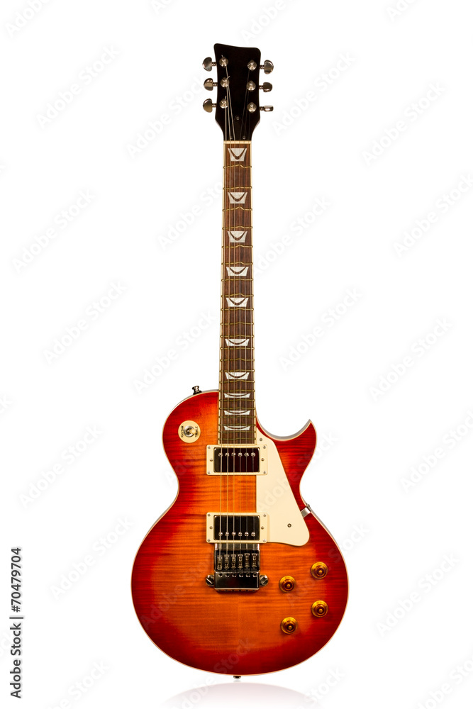 Fototapeta premium Brown electric guitar with pad