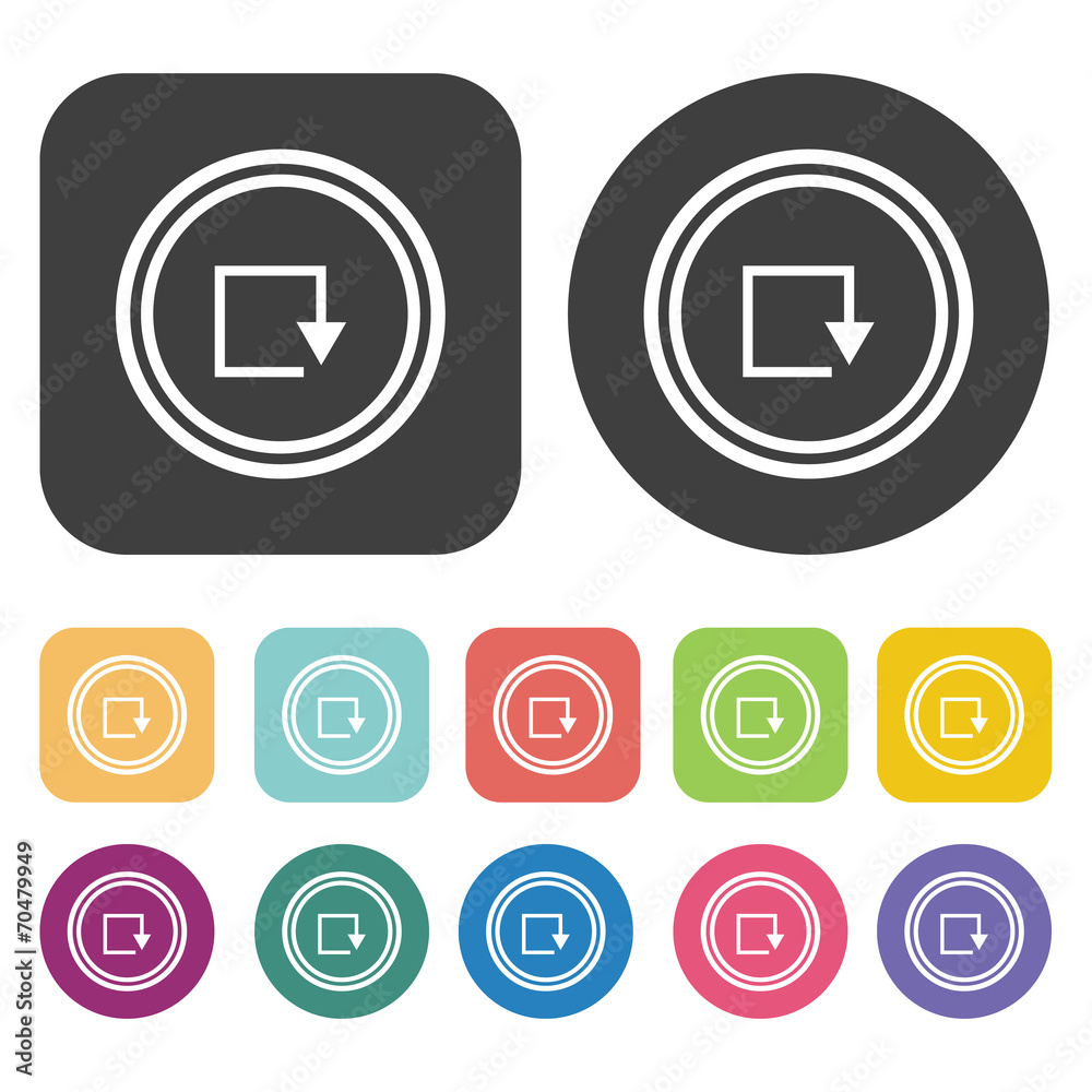 Repeat symbol icon. Video sign symbol icons set. Round and recta Repeat symbol icon. Video sign symbol icons set. Round and recta