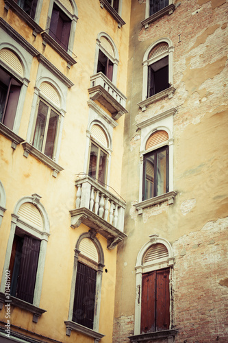 Traditional window of typical old Venice building
