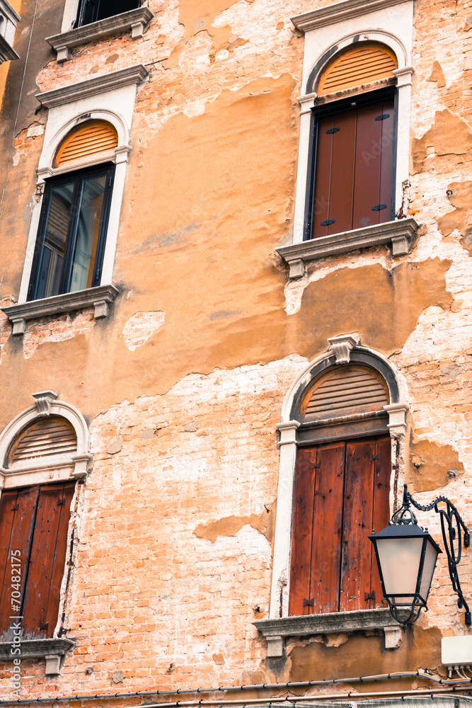 Traditional window of typical old Venice building