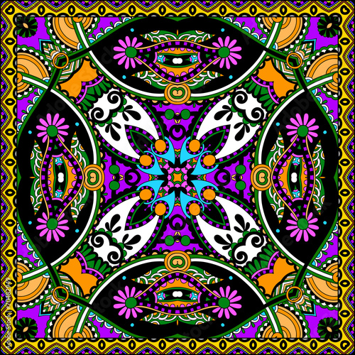 Traditional ornamental floral paisley bandanna