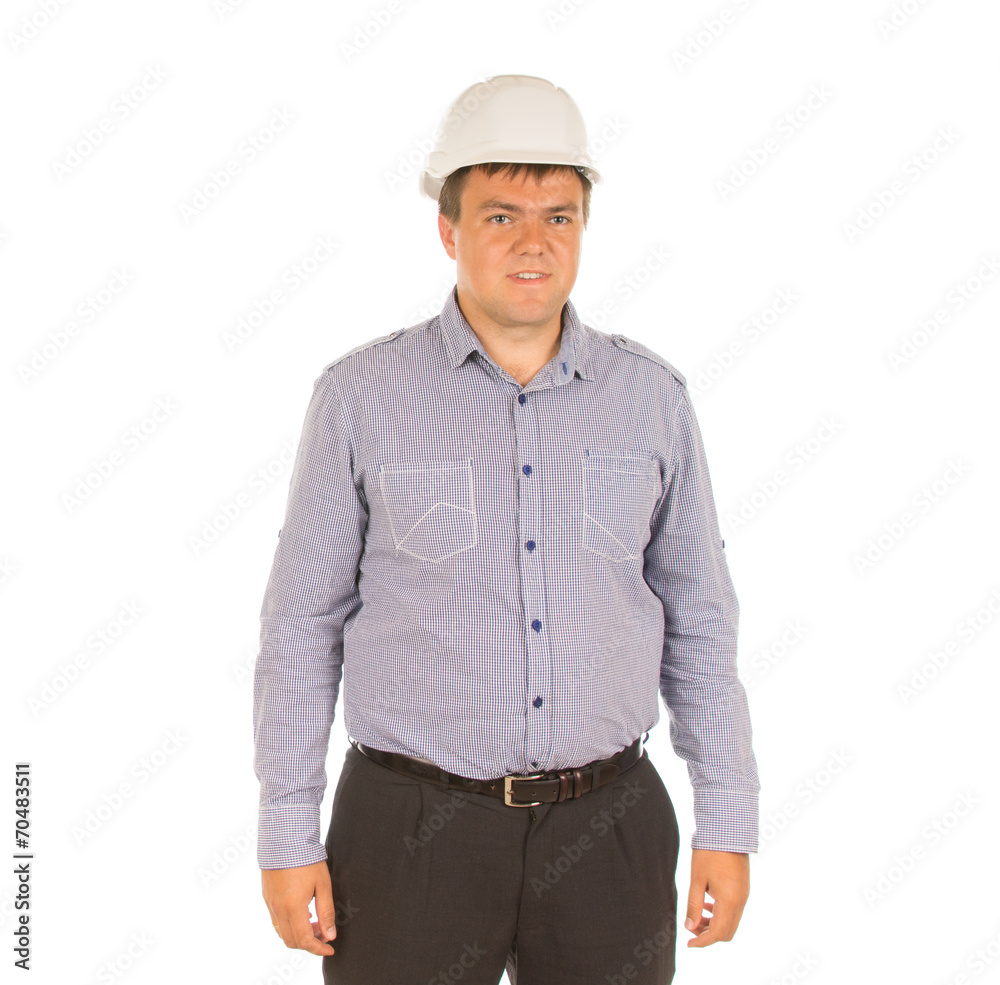 Young architect posing in his hardhat