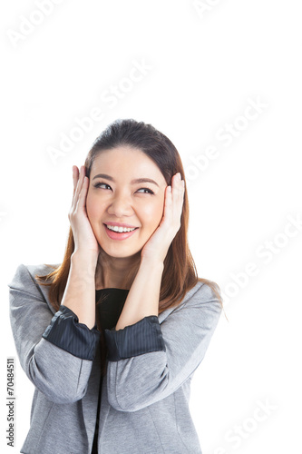 Excited beauty woman