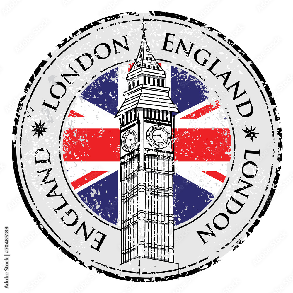 Naklejka premium Rubber grunge stamp London Great Britain
