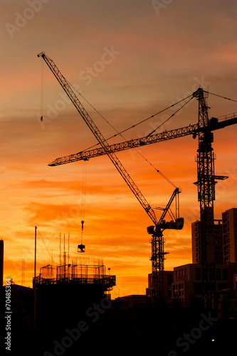 Construction Site with sunset