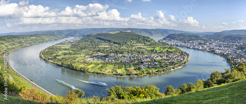 Picturesque bend of the river Rhine near Filsen, Germany