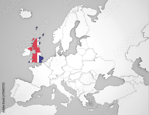 Europakarte mit Großbritannienflagge