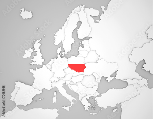 Europakarte mit Polenflagge