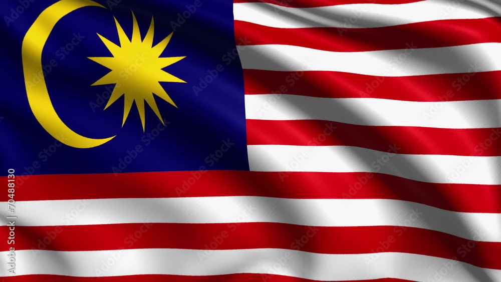 flag of Malaysia with fabric structure; looping flag of Malaysia with fabric structure; looping