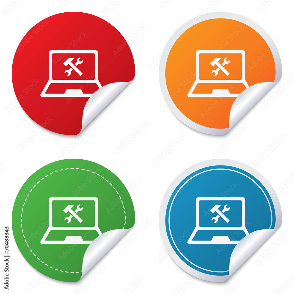 Laptop repair sign icon. Notebook service symbol Laptop repair sign icon. Notebook service symbol