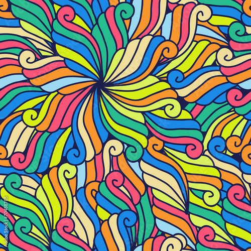 abstract hand-drawn waves pattern, seamless floral vector backgr