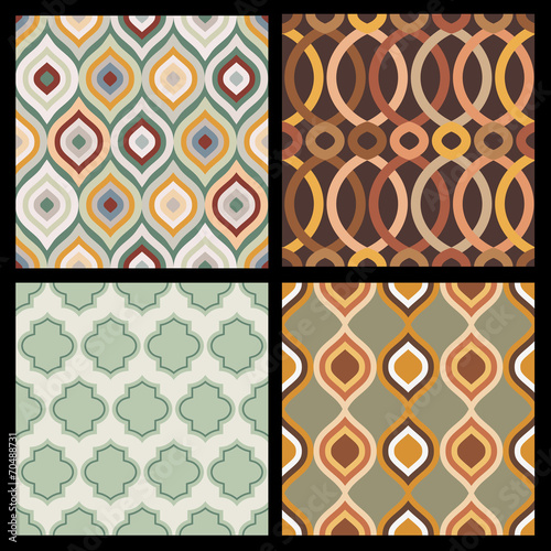 Set of seamless autumn patterns. Abstract  geometric wallpaper.