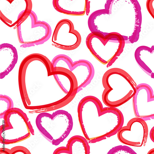 Watercolor hearts seamless pattern. Vector illustration