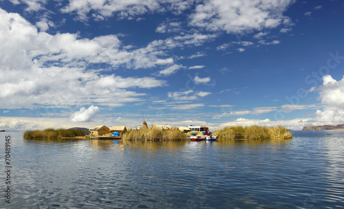 Uros floating island. Lake Titicaca, Puno, Peru