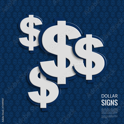 Vector dollar signs on blue background.