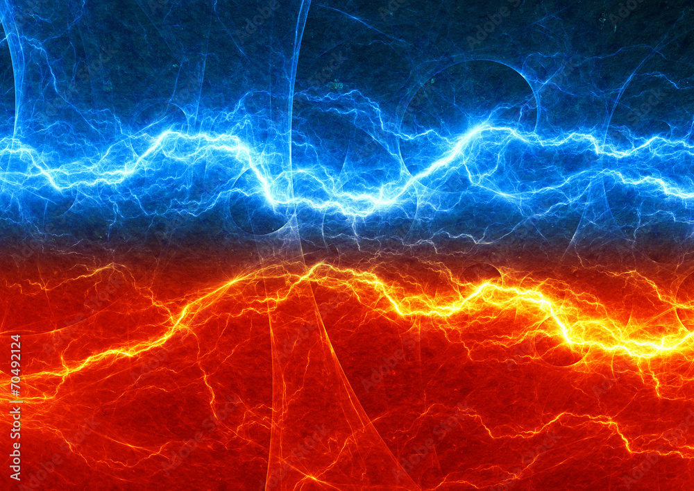Fototapeta premium Fire and ice abstract lightning background