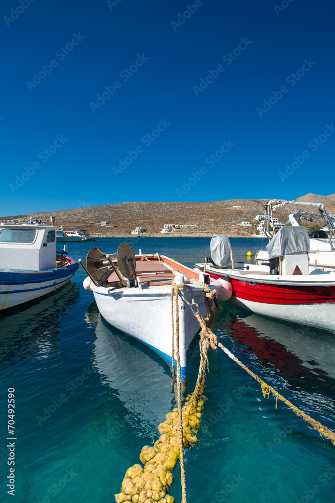 Little fishers boats on the aegean sea