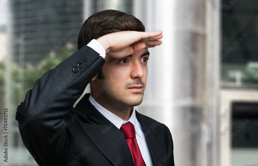 Business man looking forward Business man looking forward