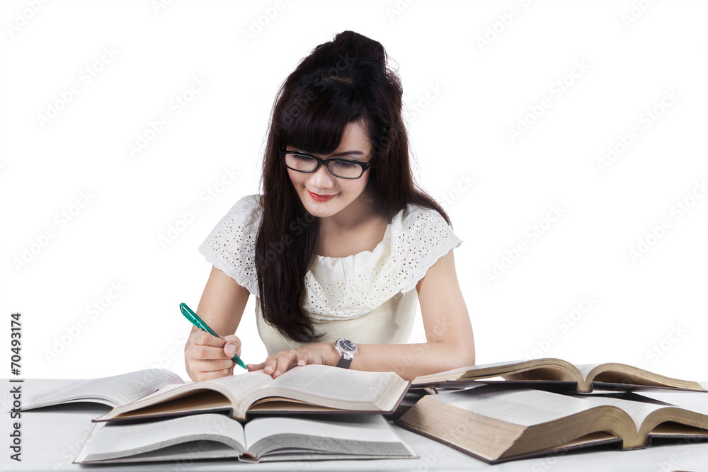 Student writes a source on book Student writes a source on book