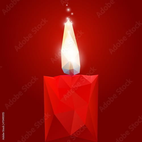 Polygonal red burning candle