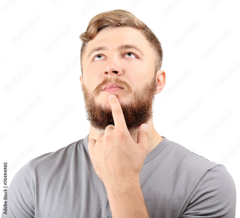 Portrait of handsome man with beard isolated on white Portrait of handsome man with beard isolated on white