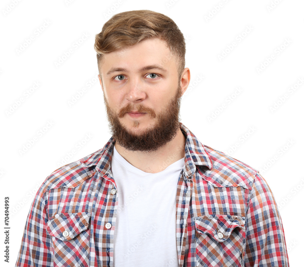 Portrait of handsome man with beard isolated on white Portrait of handsome man with beard isolated on white