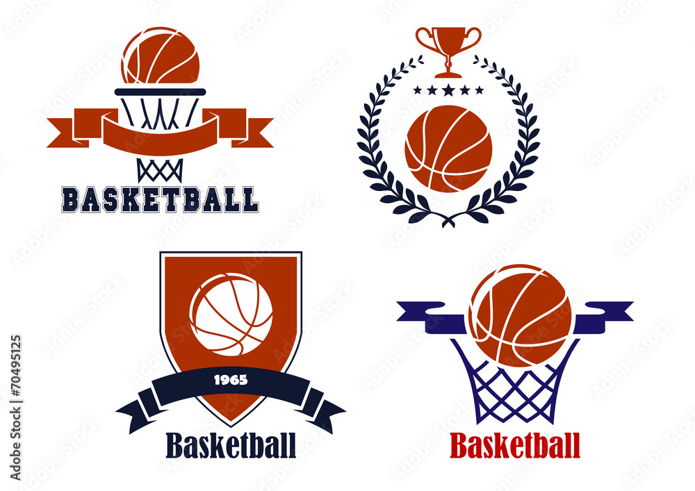 Basketball team emblems or symbols