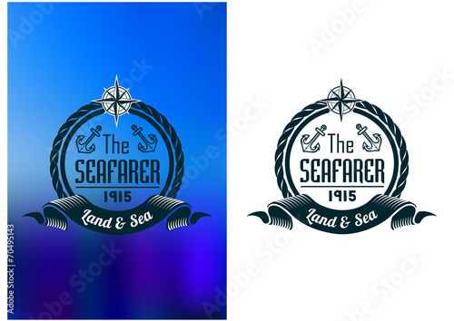 Retro seafarer tattoo or marine banner