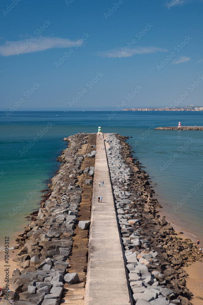 Breakwater in Portimao bay, Portugal