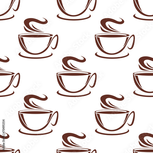 Steaming coffee cups seamless pattern