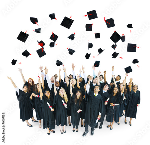 Graduation Caps Thrown in the Air