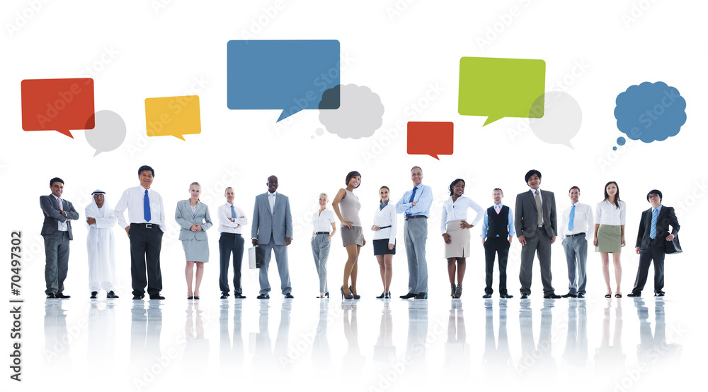 Fototapeta premium Multiethnic Group of Business People with Speech Bubbles
