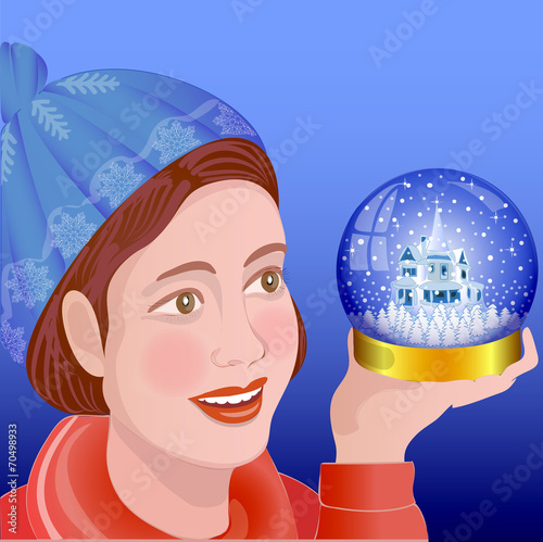 Girl and a glass bowl
