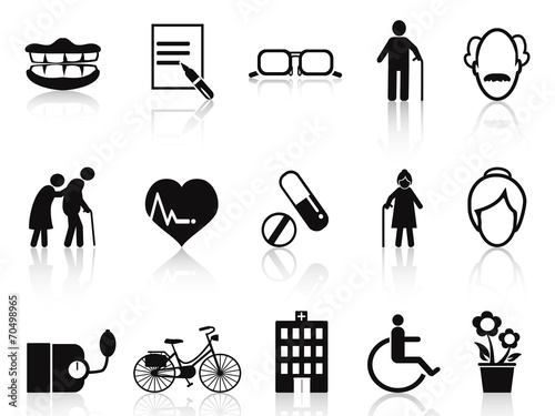 elderly and senior icons set