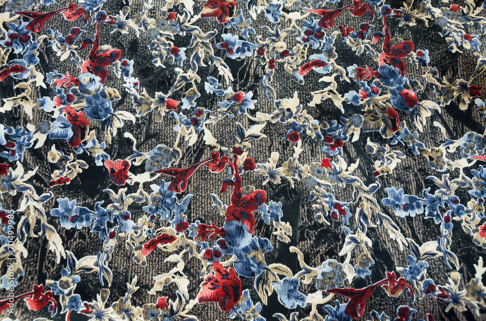 Seamless flower pattern on the fabric Seamless flower pattern on the fabric