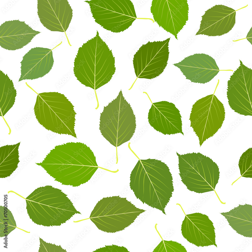Fototapeta premium Seamless with green birch leaves