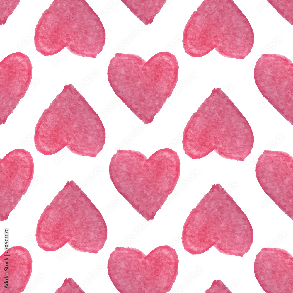 Watercolor seamless pattern with hearts. Vector illustration