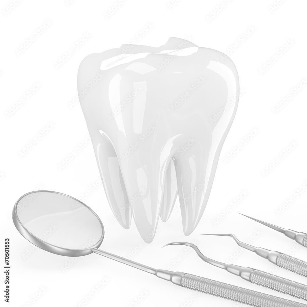 dentist tools and tooth dentist tools and tooth
