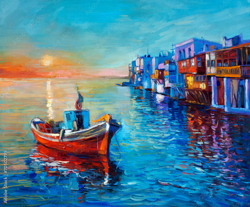 Naklejka premium Coastal town