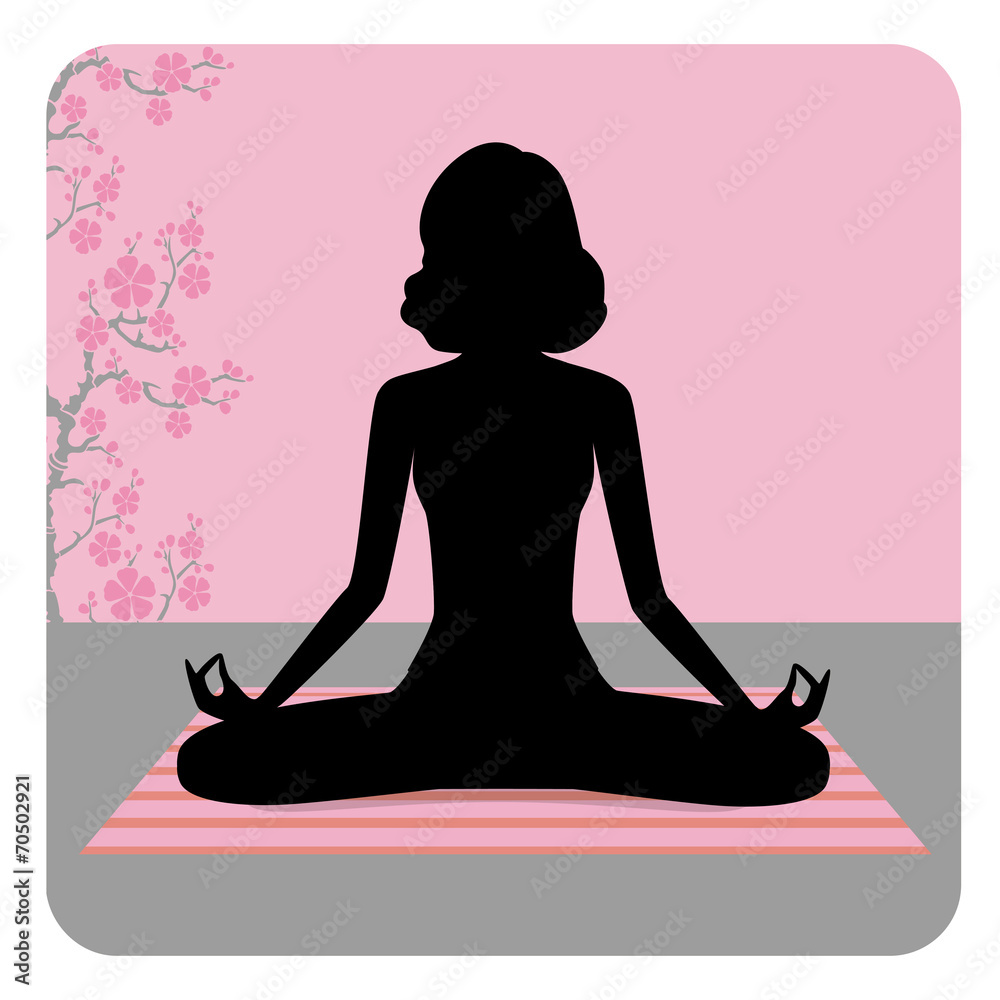 Silhouette of young woman practicing yoga Silhouette of young woman practicing yoga