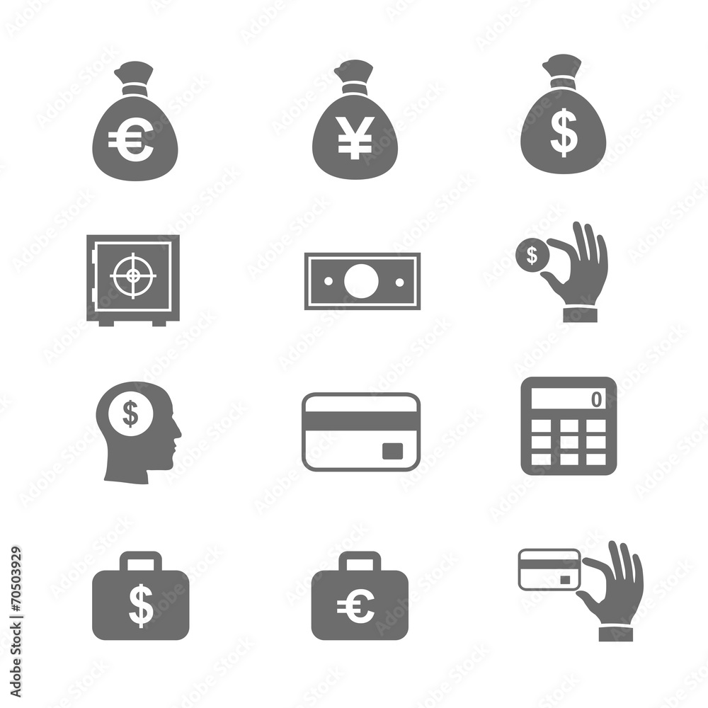 Fototapeta premium Money and coin icon set illustration