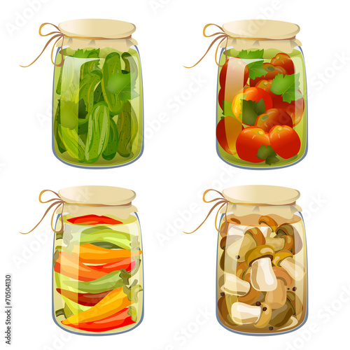 set with tinned vegetables