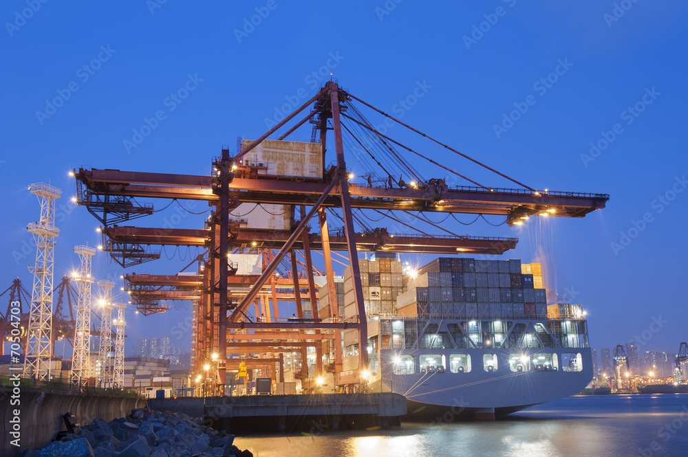 Container Port at dusk